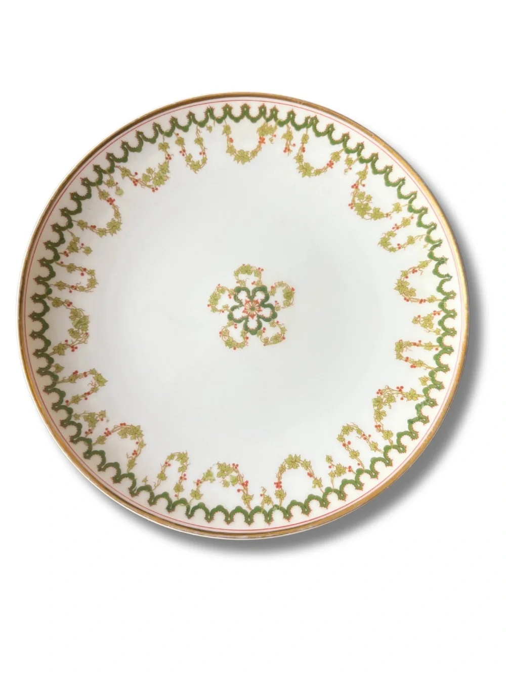 Antique Haviland Limoges Schleiger 579 7.5” Salad Plate Green Red Gold